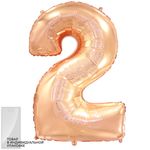 Шар (40"/102 см) Цифра, 2, Розовое Золото, в упак. 1 шт.