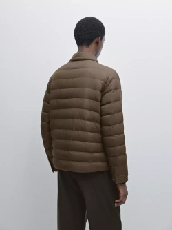 Massimo Dutti Непромокаемая легкая парка из смесового пуха, коричневый