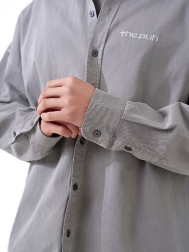 Плотная хлопковая рубашка The Puh серого цвета