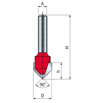 Фреза желобковая V-образная  31,7 х 16 мм 90град, L=51 мм с хв 8.