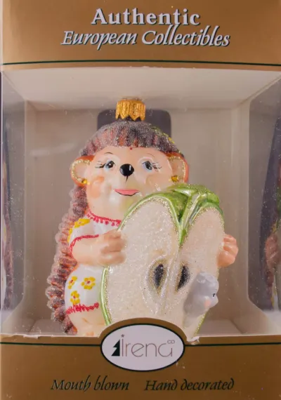 Елочное украшение Ежик с яблоком h-10 см., стекло, Витус (56102)