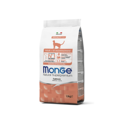 Сухой корм для взрослых кошек из лосося Monge Cat Speciality Line Monoprotein Adult 1,5кг