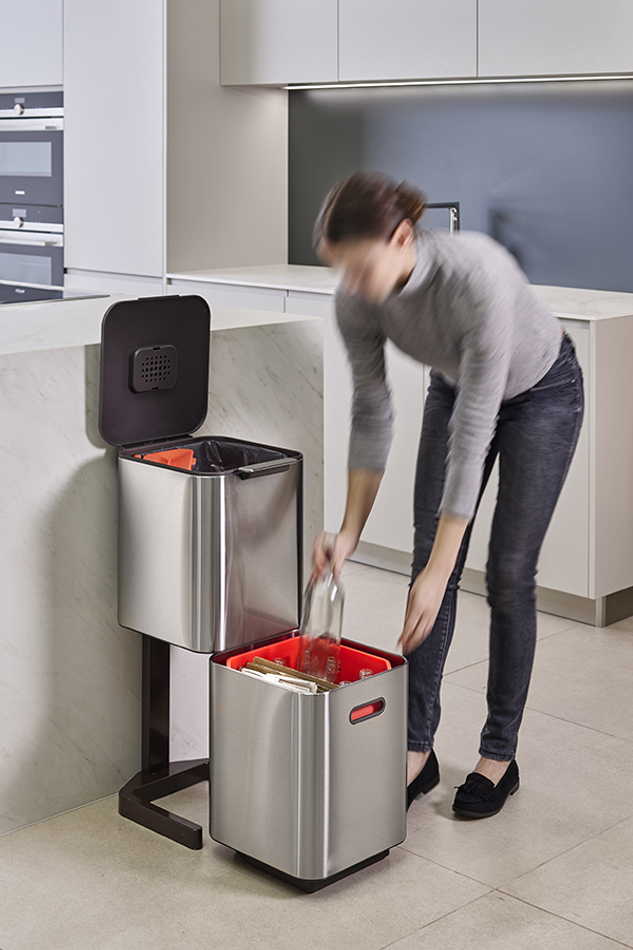 Контейнер для мусора с двумя баками Totem Compact 40 л нержавеющая сталь, Joseph Joseph