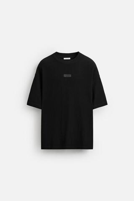 ZARA ФУТБОЛКА ИЗ РЕЛЬЕФНОЙ ТКАНИ, ЧЕРНЫЙ