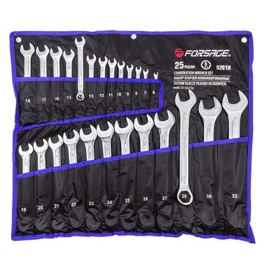 Набор ключей комбинированных 6гр., 26пр. (6-28, 30, 32мм), на полотне Forsage F-5261H
