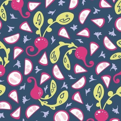 Редис и петрушка на тёмно-синем