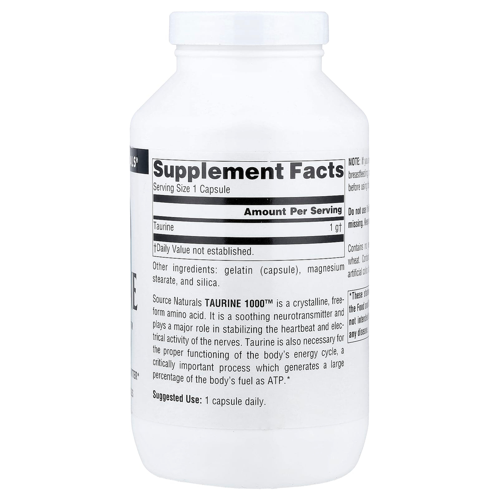 Source Naturals, Taurine 1000™, таурин, 1000 мг, 240 капсул