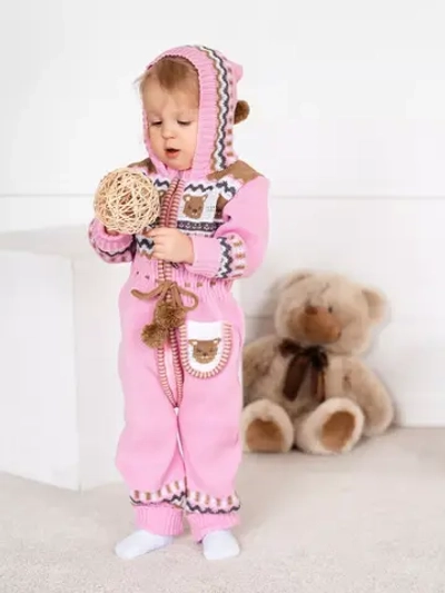 Вязаный комбинезон для новорожденных и малышей на молнии