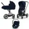 Детская коляска Cybex Priam IV 3 в 1 Rebellious Luxury Denim Blue шасси Chrome Black
