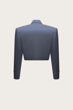 Жакет из синей костюмной ткани с люрексным напылением