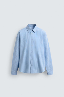 ZARA РУБАШКА СВОБОДНОГО КРОЯ В ПОЛОСКУ, НЕБЕСНО-ГОЛУБОЙ