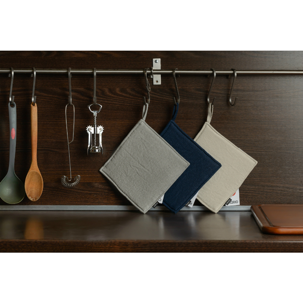 Прихватка льняная 22х22 Tkano Essential бежевая