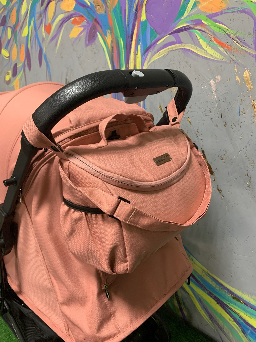 Коляска прогулочная Babalo 2022 Розовый текстиль на чёрной раме с сумкой