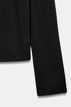 ZARA ФУТБОЛКА ОВЕРСАЙЗ ИЗ ХЛОПКА SUPIMA®, ЧЕРНЫЙ