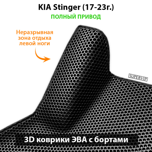 Передние автомобильные коврики ЭВА с бортами для KIA Stinger (17-23г.) полный привод