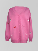 Кардиган Sora 80824 удлиненный на пуговицах с принтом таксы