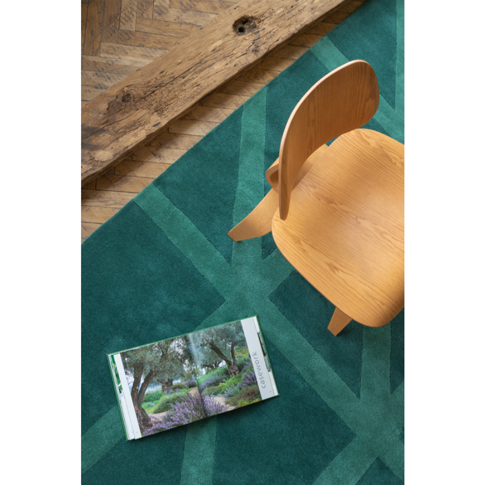 Ковер шерстяной ручной работы geometric dance зеленого цвета, 200х280 см