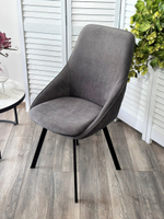 Стул М-City DISAUR Каса (Casa), поворотный на поворотный на 360 градусов, B28 темно-серый, Велюр, Черный каркас