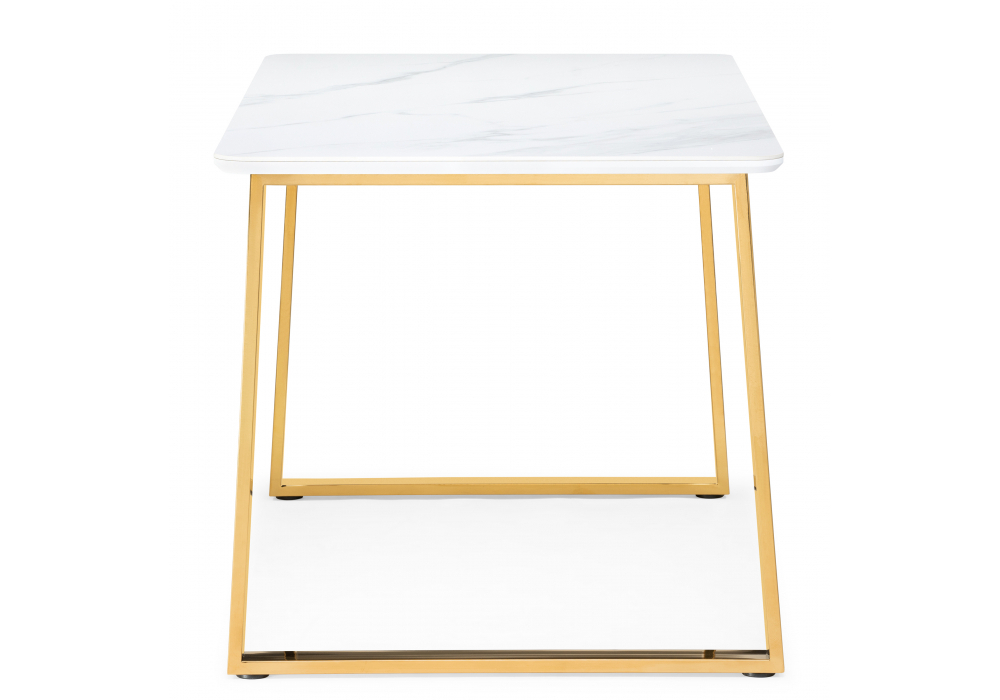 Керамический стол Woodville Селена 2 160х90х77 белый мрамор, золото