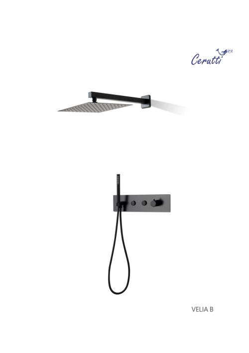 Панель VELIA B душевая встраиваемая из нержавеющей стали Ceruttispa CT10399, цвет черный