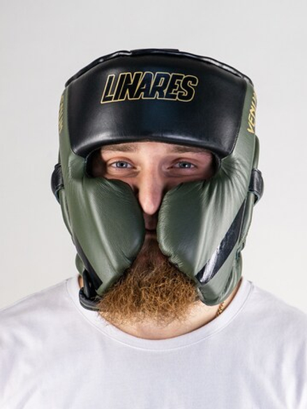 Боксерский шлем Venum Proboxing Cheek Headgear Linares Edition Khaki/Black/Gold