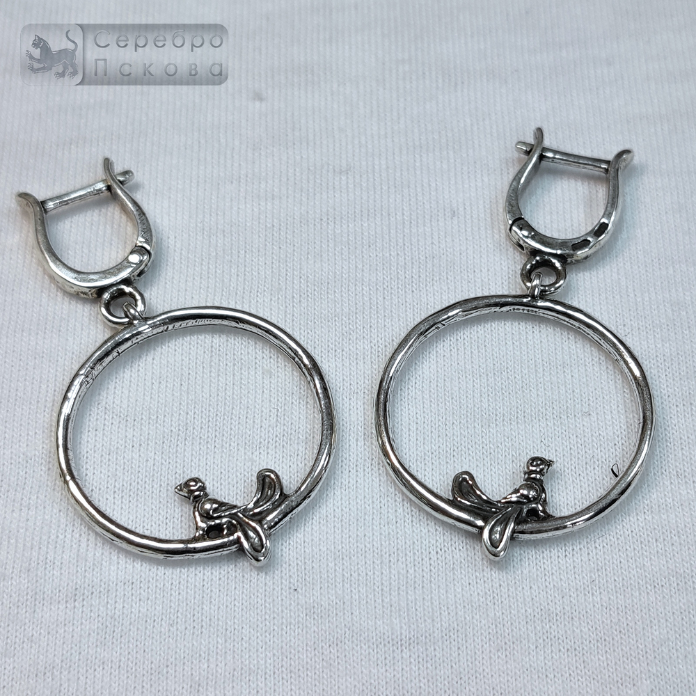 Серьги "Птица в кольце"