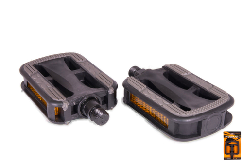 Педали TRIX CITY пластиковые с эластомерными накладками, 110x73мм, резьба 9/16", серо-черные