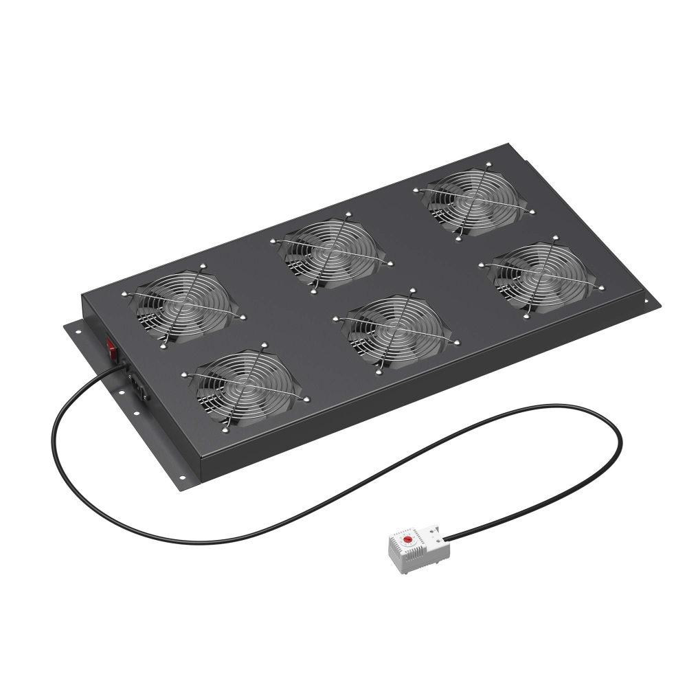 Потолочный модуль 6 вентиляторов с термостатом для крыши напольных 19" IT-корпусов ДКС серии CQE шириной 800мм, RAL7011