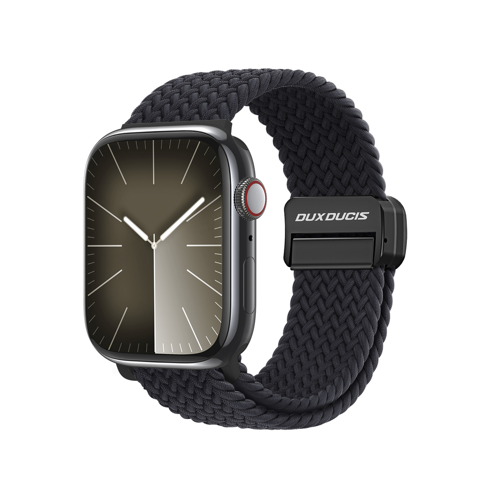 Эластичный ремешок черного цвета (Midnight) от Dux Ducis для смарт часов Apple Watch размером 42, 44, 45, 46, 49MM, серия Strap (Mixture Pro Series)