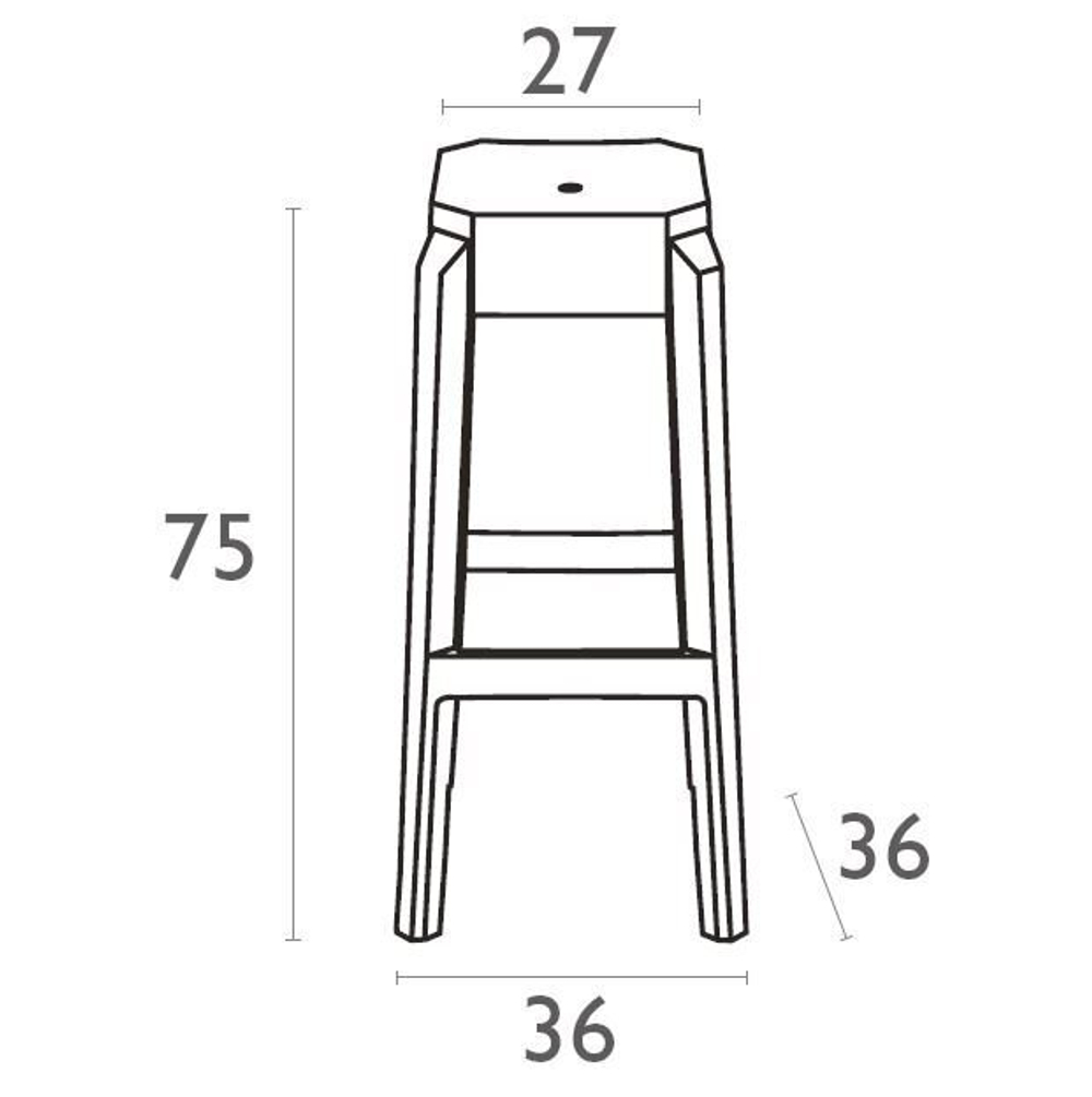 Табурет прозрачный барный Siesta Contract Fox 75, черный