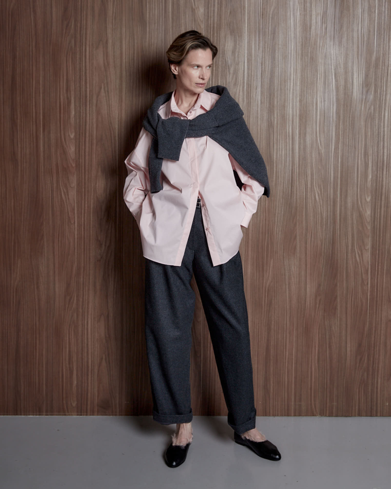 Рубашка свободного кроя из хлопка розовый