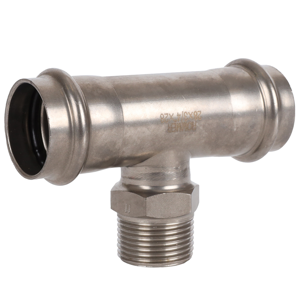 ROMMER Тройник с НР 28x3/4" из нержавеющей стали прессовой