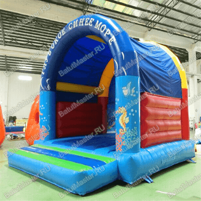 Коммерческий надувной батут "Синее море" с крышей