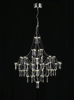 Подвесная люстра светодиодная с пультом и хрустальными подвесками Asfour MyFar Allegria MR2641-66P-76AP