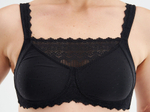Бюстгальтер ортопедический после мастэктомии с манишкой Amoena Dana без косточек, черный, 90E