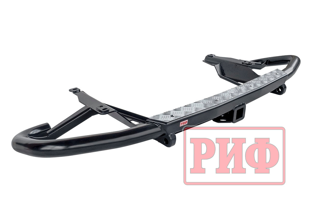 Бампер задний силовой/защита штатного бампера Toyota Land Cruiser Prado 120 c квадратом под фаркоп РИФ