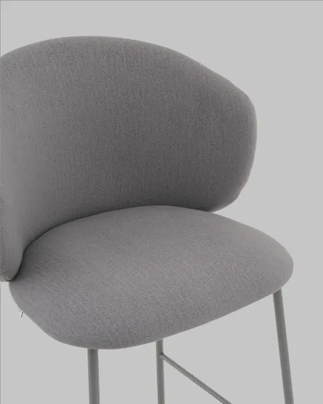 Полубарный стул Blaze 60 см, серый велюр, серые ножки