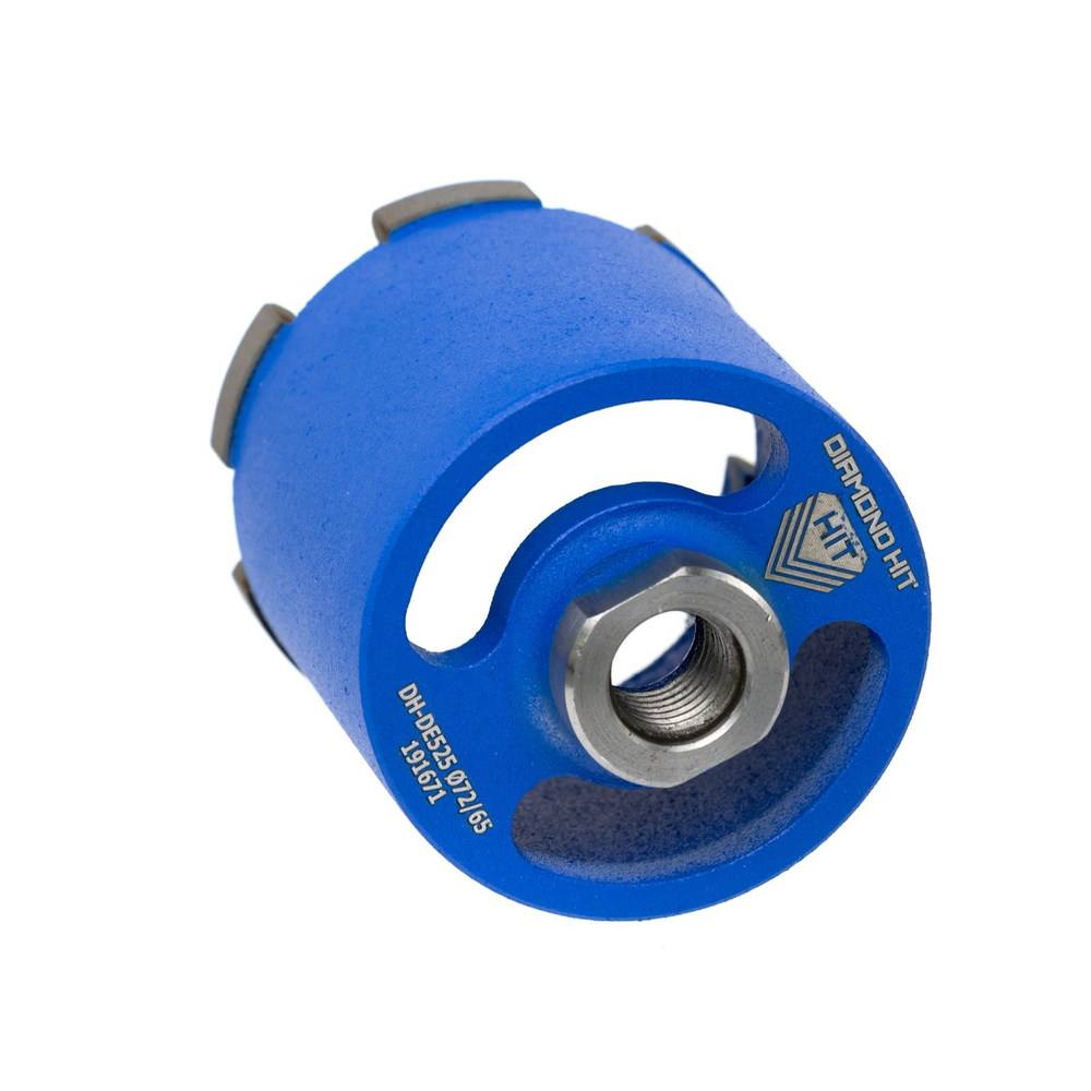 Алмазная коронка бур по бетону и кирпичу 72 мм DIAMOND HIT 525-серия для сверления подрозетников верхнее пылеудаление, хвостовик М16, сухой рез