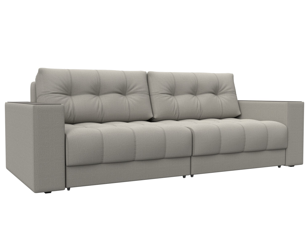 Диван прямой с декором Лига-049 НПБ, РОГОЖКА Амур 02 бежевый