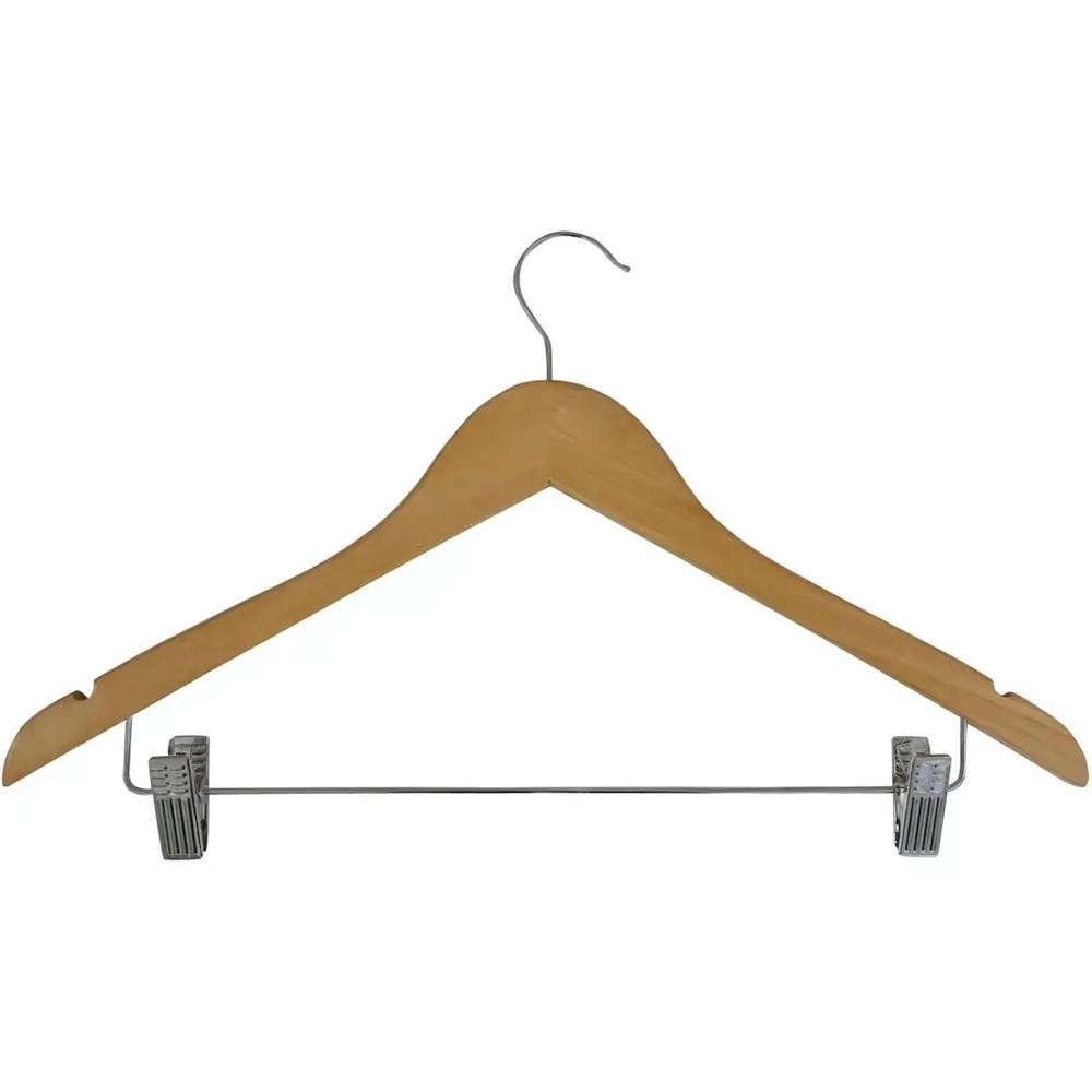 Вешалка деревянная W2-C с клипсами