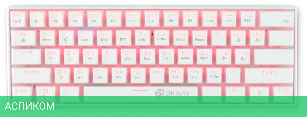 Клавиатура Oklick K763W белый (1920562)