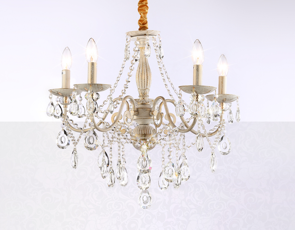 TR4944/5 WH/GD/CL белый/золото/прозрачный E14/5 max 40W D605*565