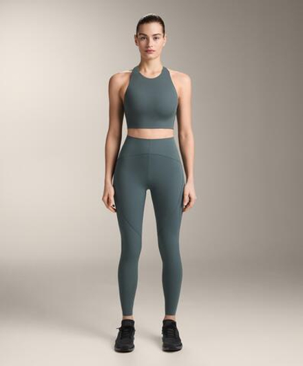 OYSHO Компрессионные легинсы Compressive Basic до щиколотки, длина 65 см, серо-зеленый