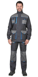 Костюм "Двин" куртка, брюки т.серый со ср.серым и голубой отделкой пл. 275 г/кв.м