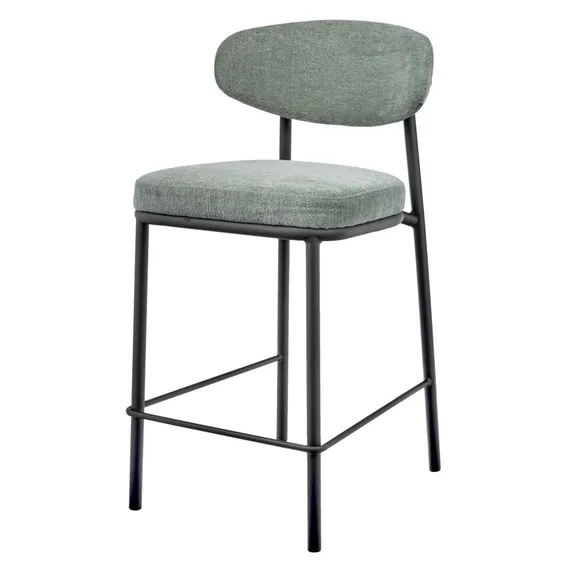 Полубарный стул Arvo 65 см, серо-зеленый шенилл с черными ножками