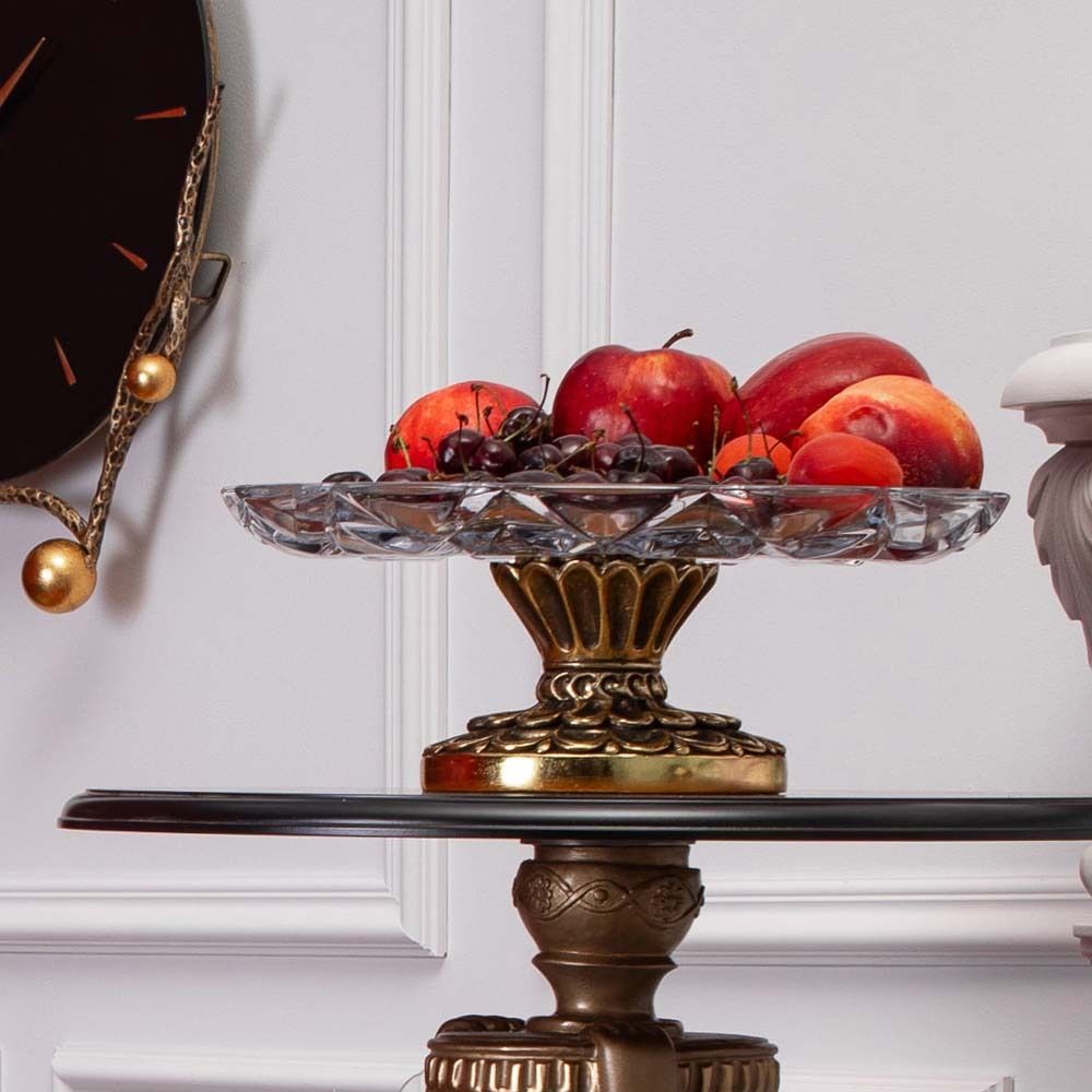 Фруктовница Классика Бронза с чашей из стекла