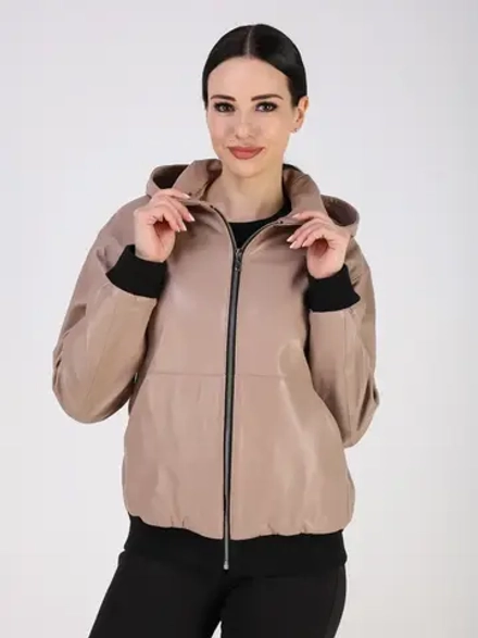 Кожаная куртка демисезонная с капюшоном