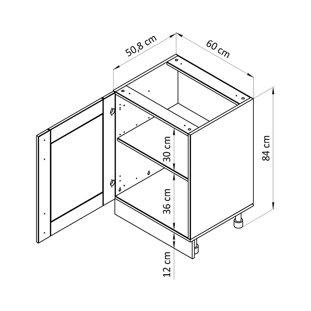 Модуль напольный с полкой Вестфалия, 60х51х84, массив сосны, Dipriz
