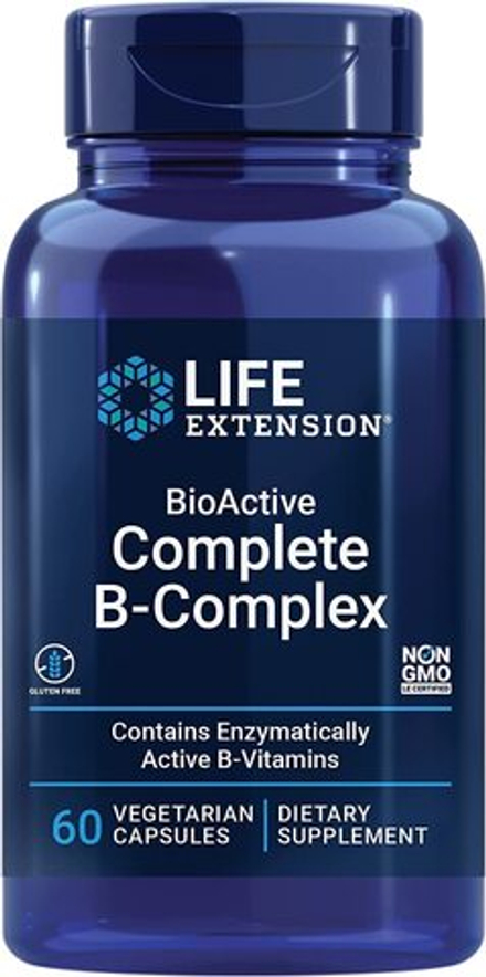 Life Extension, Комплекс витаминов В, BioActive Complete B-Complex, 60 вегетарианских капсул