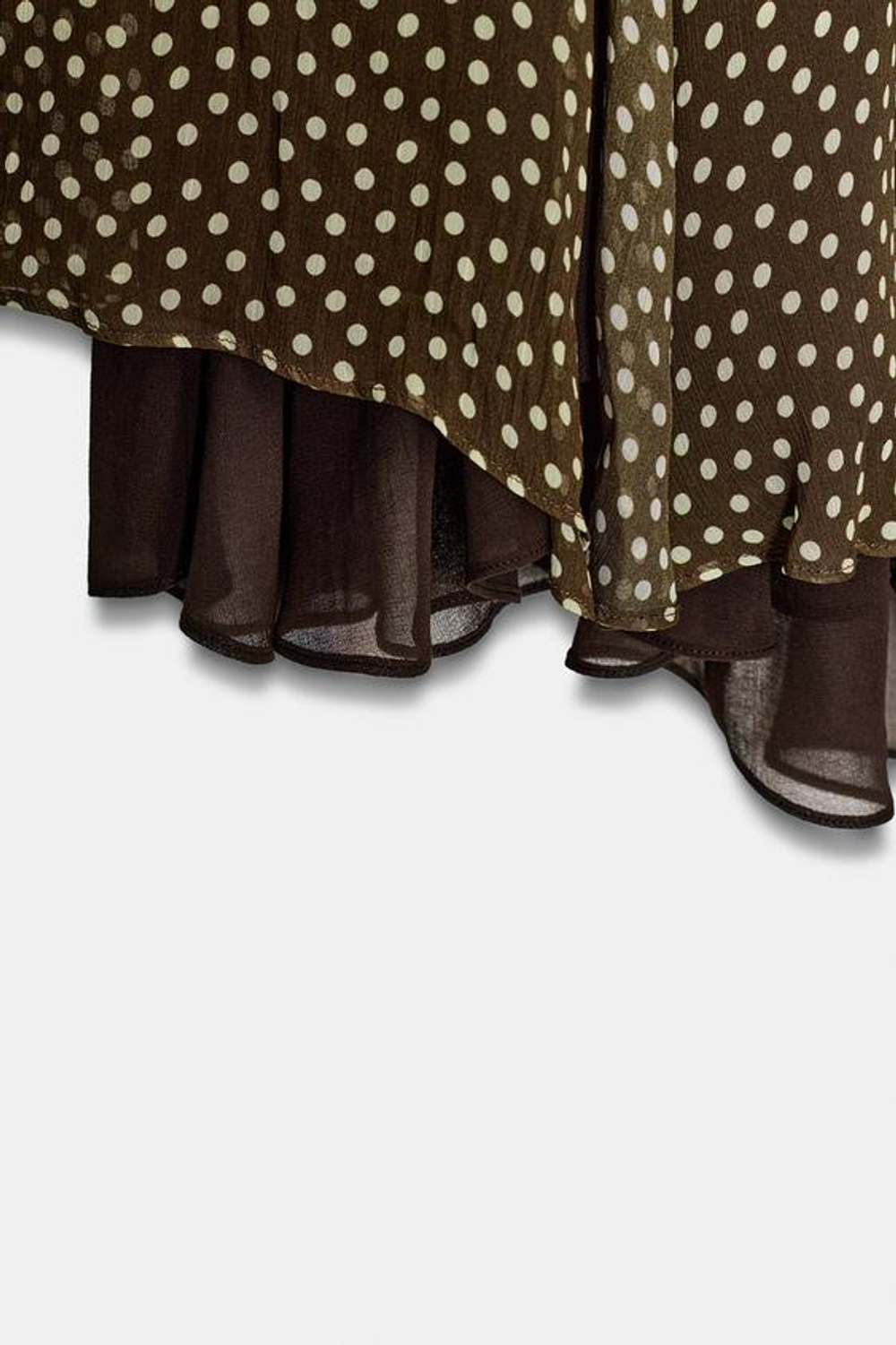 ZARA ЮБКА АСИММЕТРИЧНОГО КРОЯ В ГОРОШЕК — ZW COLLECTION, КОРИЧНЕВЫЙ